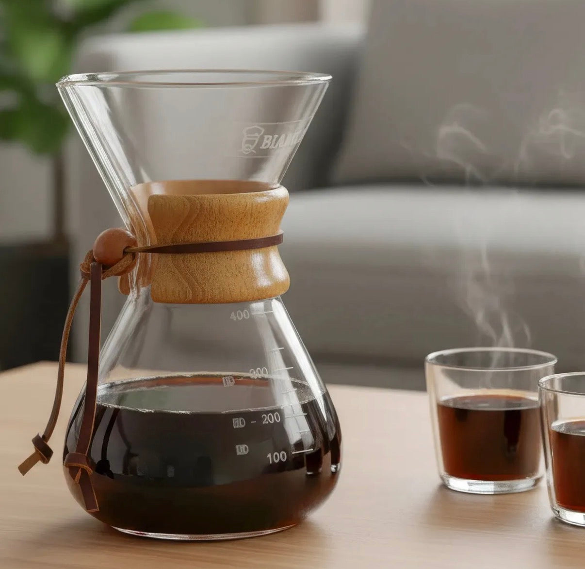 Café premium + cafetera de goteo estilo matraz químico