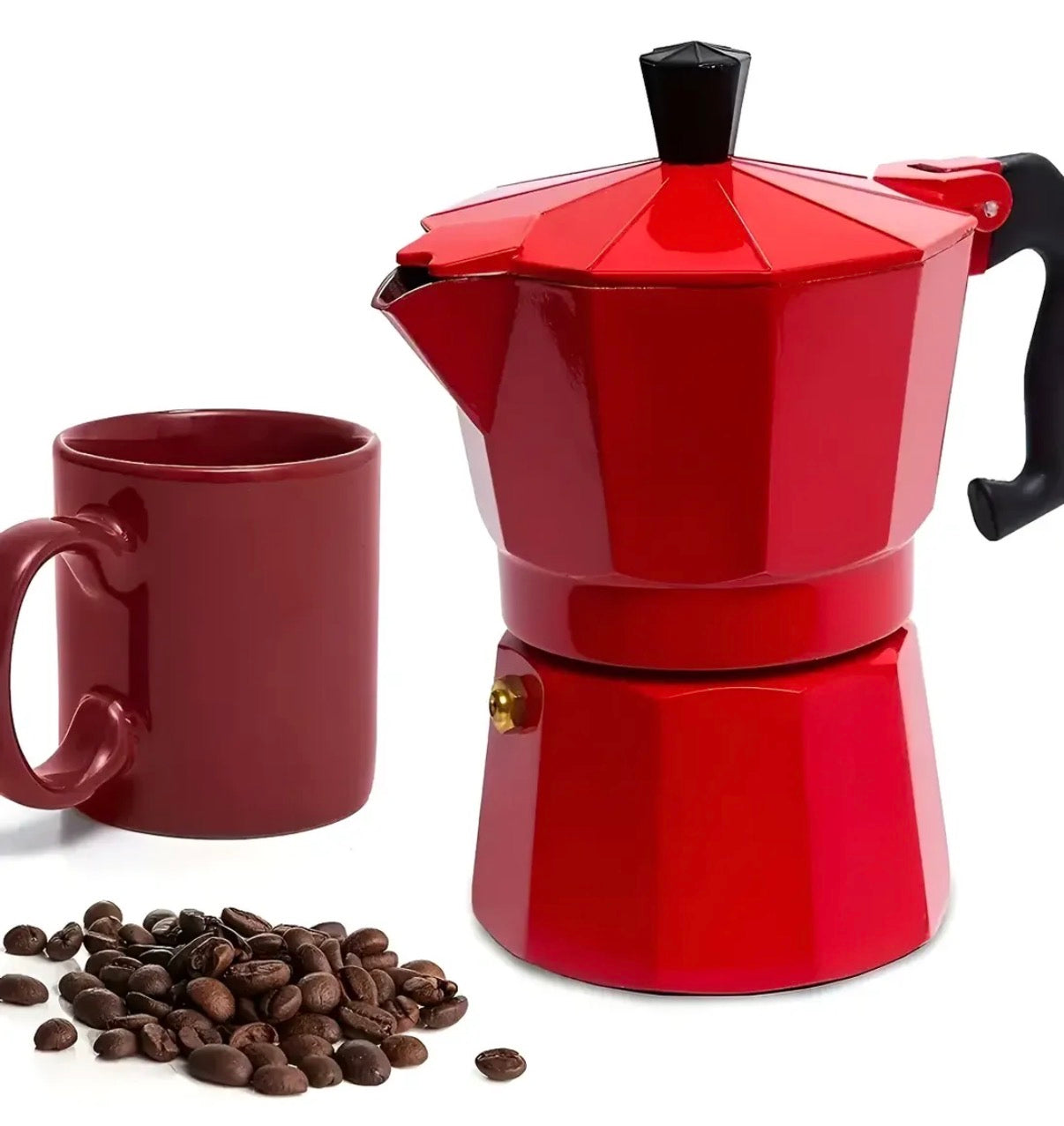 Cafetera Italiana 6 Tazas - Negro y Rojo