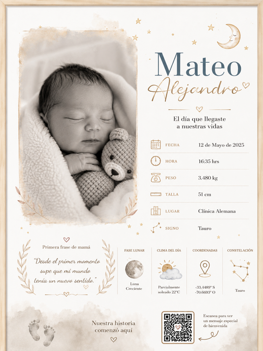 Tarjeta de Nacimiento Personalizada