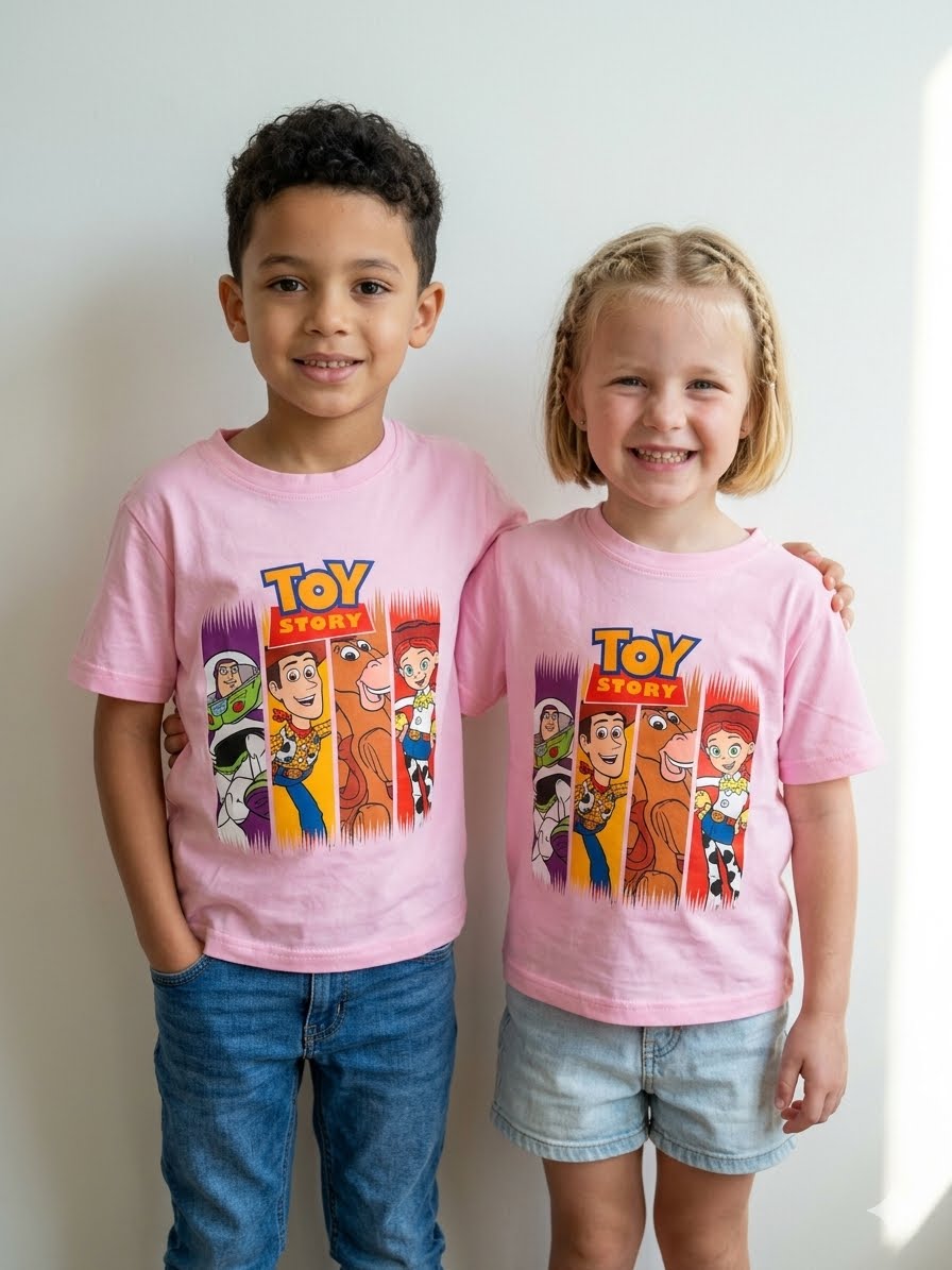 Polera Manga Corta Toy Story - Niños Rosada