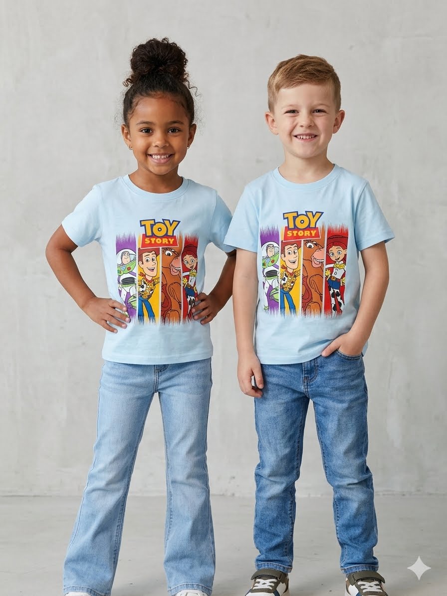 Polera Manga Corta Toy Story - Niños Celeste